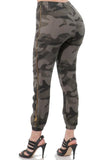 Fitted Camo Pants With Gold Side Zipper Accents - Bottoms