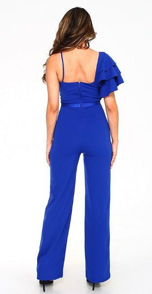 One Shoulder Jumpsuit (Royal Blue) – Jeannette Boutique