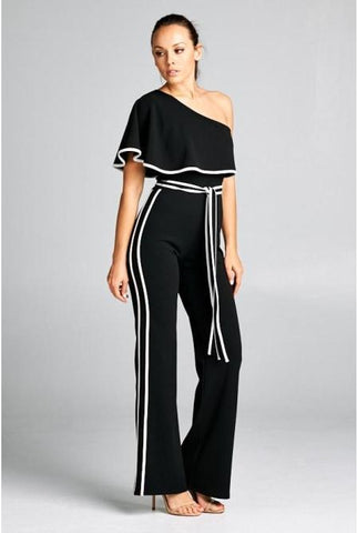 Black One Shoulder Jumpsuit - Chic Bella