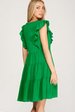 Green Tiered Mini Dress - Bella Chic
