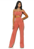 Pink Salmon Off The Shoulder Top and Bottom Set