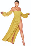 Yellow Chiffon Maxi Dress
