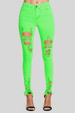 Neon Green Distressed Jeans