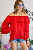 Red Off The Shoulder Top | Bella Chic Tops