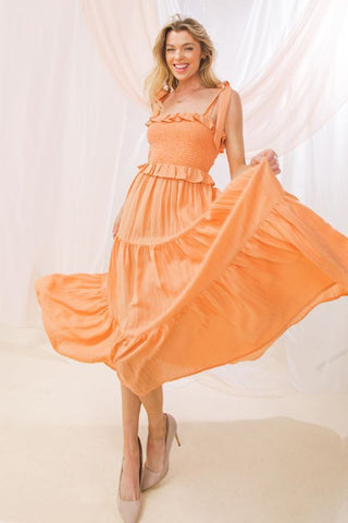 Tie Strap Dress - Peach | Bella Chic