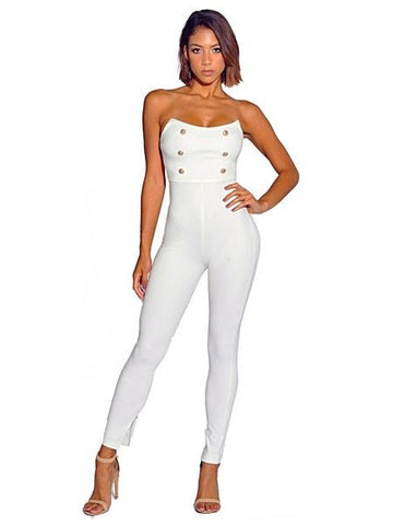 White Strapless Jumpsuit