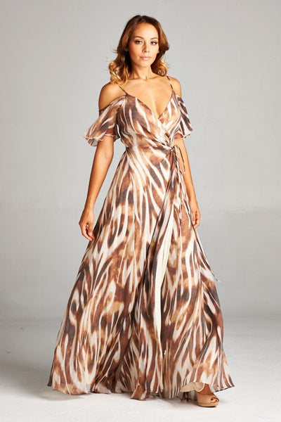 Zebra Safari Print Maxi Dress