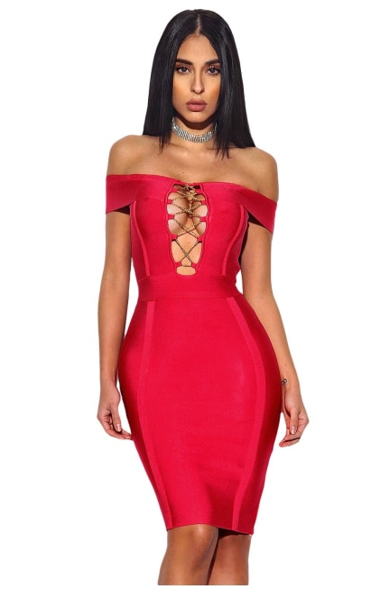 Cross Bandage Print Strapless Shoulder Bodycon Dresses Cross Bandage Print Strapless Shoulder Bodycon Dresses