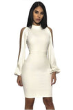 Elegant White Cutout Sleeve Dress