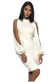 Elegant White Cutout Sleeve Dress