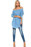 Denim Off The Shoulder Chambray Tunic Top