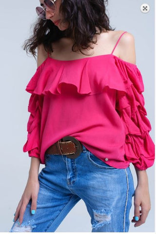 Fuchsia Ruffled Top