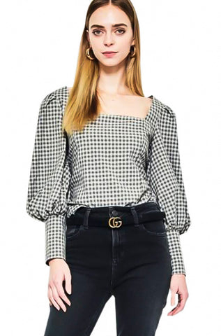 Gingham Puff Sleeve Top