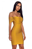 Yellow Fringe Strapless Bandage Dress