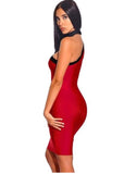Red One Sleeve Cutout Bodycon Bandage Dress