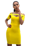 Yellow Cutout Bandage Dress