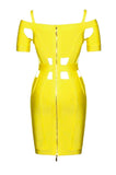 Yellow Cutout Bandage Dress