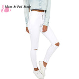 Summer Style White Hole Ripped Jeans Women Jeggings Cool Denim High Waist Pants Capris Female Skinny Black Casual Jeans