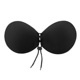 Women Self Adhesive Strapless Bandage Blackless Solid Bra Stick Gel Silicone Push Up Womens Underwear Invisible Bra - Round Black / A