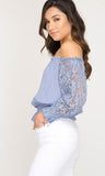 Off The Shoulder Lace Sleeve Top