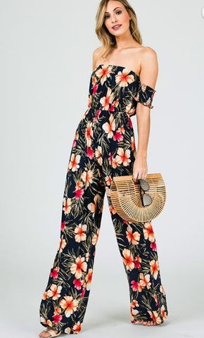 Island Breeze Black Floral Jumpsuit